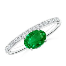 Angara Lab-Grown 0.83 Ct Oval Emerald Solitaire Ring With Diamonds in Si... - $791.10