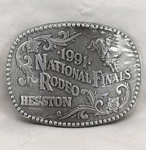 Vintage Belt Buckle NEW 1991 Hesston NFR National Finals Rodeo Western C... - $60.63