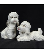 Lefton Poodle Dog Puppy Figurines MCM White Vintage Porcelain - $502.73 MXN