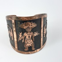 Vintage Kachina Cuff Wide Native Boho Cooper Statement Bracelet Souvenir - £32.49 GBP