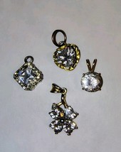Small Vintage Gold-tone Clear Stone CZ Charms Pendant Lot Of 4 - $178.32 MXN