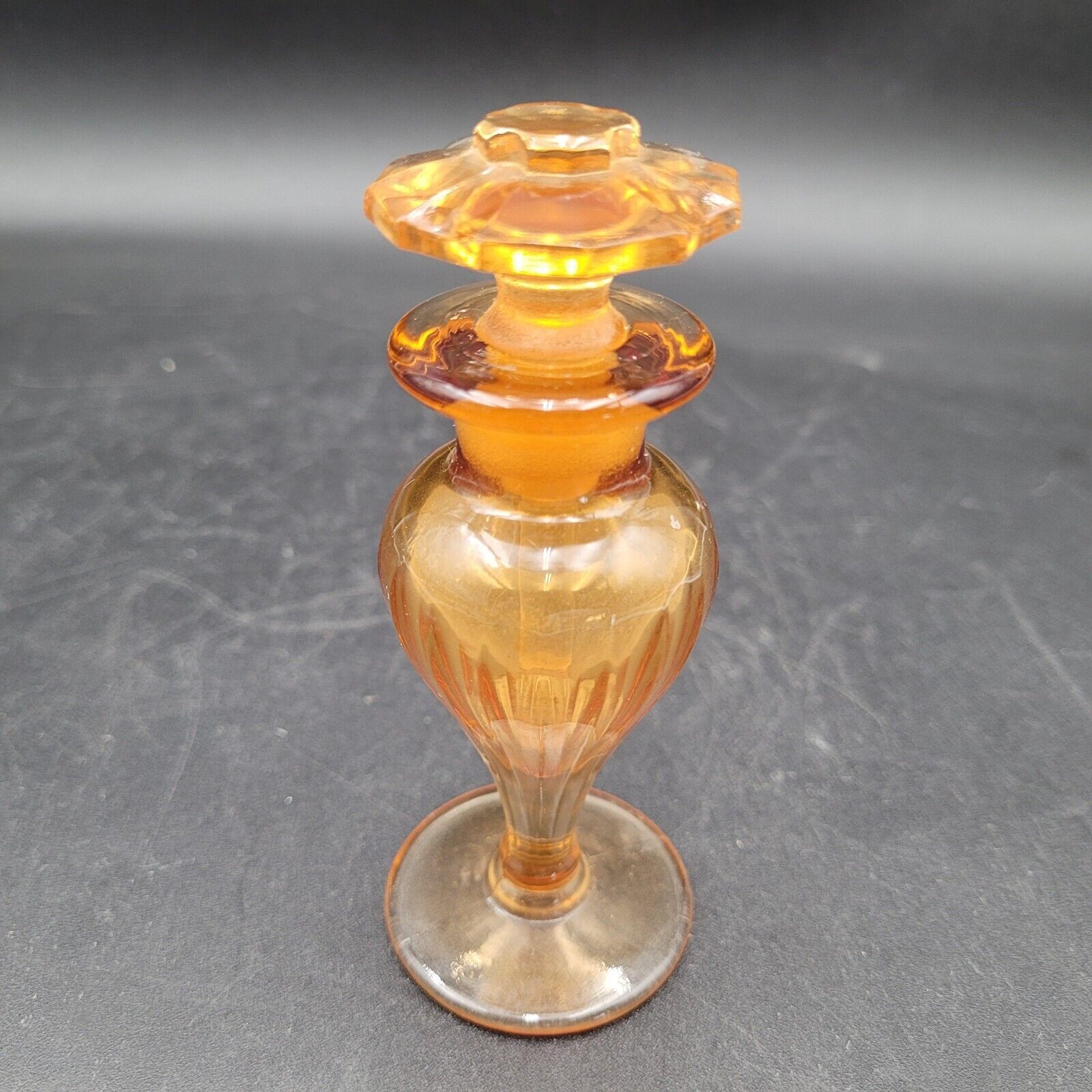 Antique Cambridge Perfume Bottle Dark Amber Glass Art Deco Nouveau w/Dauber - $74.24