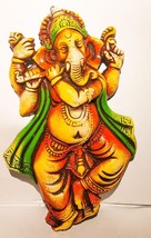 Handmade Terracotta Clay Lord Ganesha with Bansuri Hanging Painting - Fe... - $40.95 CAD