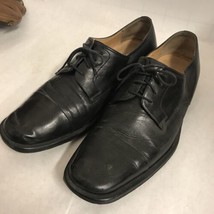 Bruno Magli Branson Mens 11.5 M Black Leather Cap Toe Dress Shoes Italy - £19.77 GBP