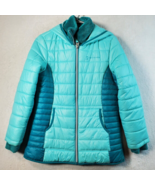 Free Country Quilted Jacket Girls Large Green Long Sleeves Hooded Full Z... - $20.29
