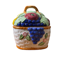 Vintage Fruit Basket Ceramic Cookie Jar 8.5&quot; X 8&quot; Unbranded - £24.91 GBP