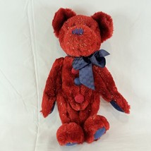 BOYDS BEARS Red Sparkle Teddy Bear Blue Velvet Glitter Plush Stuffed Ani... - $22.76