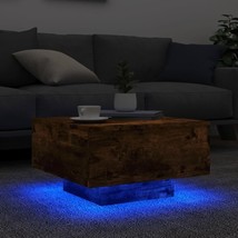 Industrial Rustic Smoked Oak Wooden Living Room Coffee Table With LED Li... - $107.90