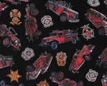 Cotton Fire Department Firefighters Fire Heroes Fabric Print by the Yard... - $11.95