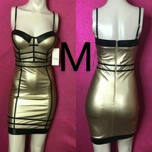 Gold &amp; Black Metallic Sexy Club Dress Size M - £22.64 GBP