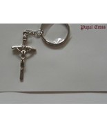 NEW Travel Protection Silver Metal Papal Cross Crucifix Key Chain