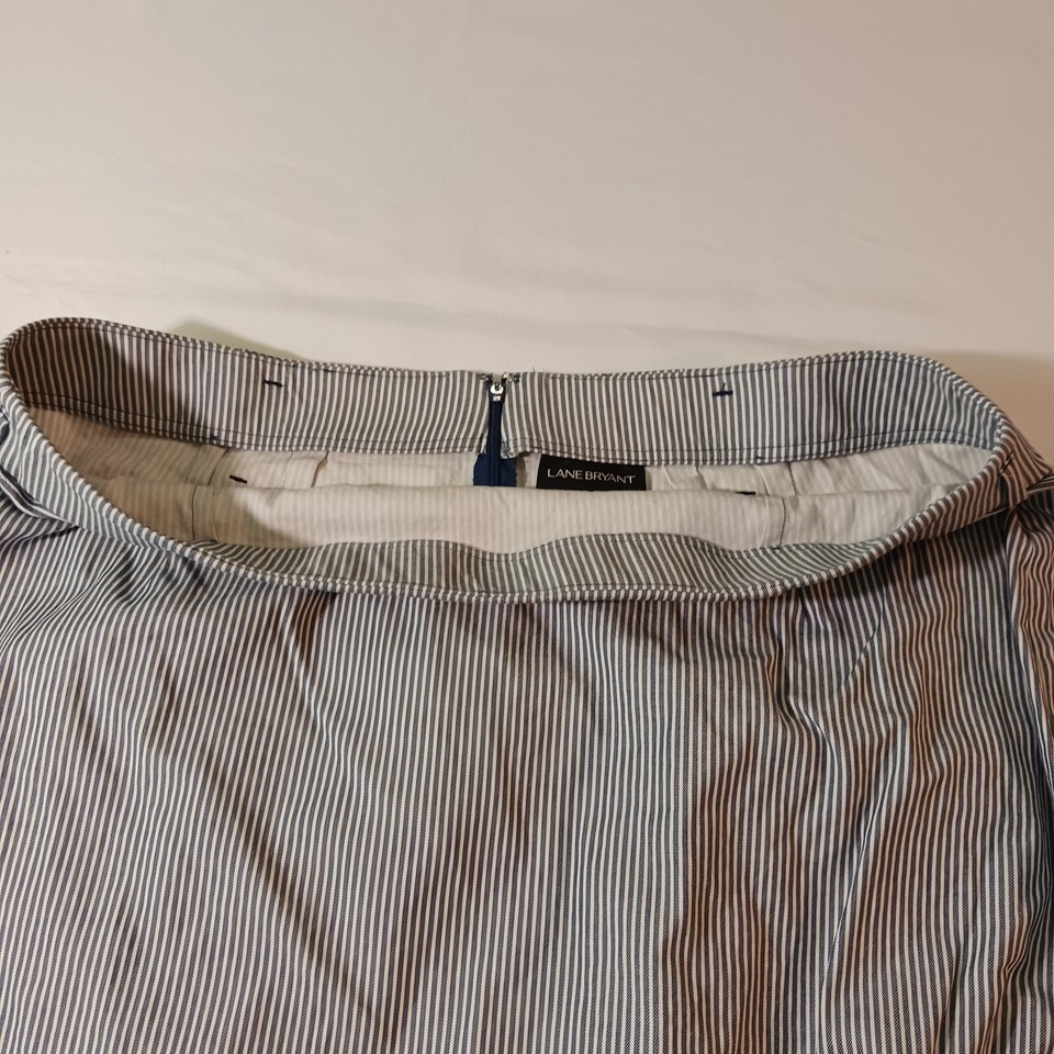 Lane Bryant Womens Gray Cotton Blend Stripes Waist Self Tie String Skirt Size 26 Item image 5