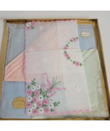 Vintage Ireland Embroidered Handkerchiefs NEW 4 Irish Linen Etonia Opal ... - €16,09 EUR