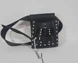 Klein Tools 5166 7 Pocket Tool Pouch Black Leather Studded Clip Buckel Belt - $67.48 CAD