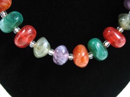 Brightly Colored Imitation Faux Stones Beads Necklace Vintage 22&quot; Green Purple - £13.57 GBP