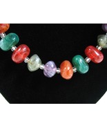 BRIGHTLY Colored Imitation Faux STONES Beads  NECKLACE Vintage 22&quot; Green... - £13.61 GBP