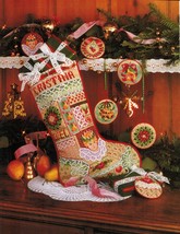 Cross Stitch Angels Lace Christmas Stocking Stained Glass Glory To God P... - $11.99