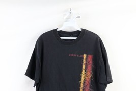 Vintage 90s Perry Ellis Mens Medium Faded Spell Out Flower T-Shirt Black Cotton - £27.12 GBP