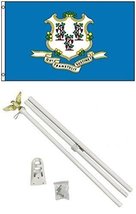 2x3 2&#39;x3&#39; State of Connecticut Flag White Pole Kit Set PREMIUM Vivid Color and U - $29.88