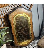 VINTAGE HOME INTERIORS  THE TEN COMMANDMENTS WOOD &amp; BRASS WALL  PLAQUE 1... - $29.69
