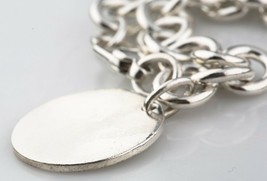 Tiffany & Co. 925 Silver Blank Round Tag Charm Bracelet 7.5" Retails - $194.68
