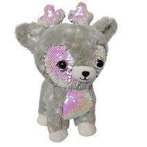 Kellytoy Justice Girls Gray Reindeer Reversible Sequins Plush Iridescent 12&quot; - $28.30