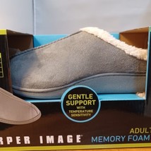 New Sharper Image Memory Foam Slippers Size Mens Medium (8-9) Womens (9-10) Gray - £15.76 GBP