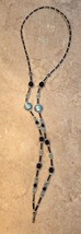 Handmade Beaded Lanyard ID Badge Holder Necklace Chain Winter Blue &amp; Black - £3.51 GBP