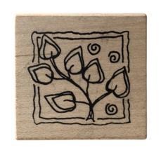Magenta Rubber Stamp Framed Foliage Leaves Leaf Square Plant Garden Card Making - $8.99