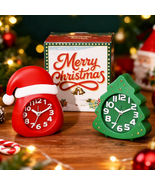 Christmas Alarm Clock Gift Set – 2 Silent Analog Clocks (Santa Hat &amp; Chr... - $17.32 CAD