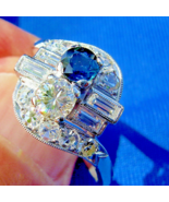Earth mined Diamond Sapphire Deco Engagement Ring Vintage Platinum Toi e... - $11,453.54 CAD Earth mined Diamond Sapphire Deco Engagement Ring Vintage Platinum Toi e... - $11,453.54 CAD