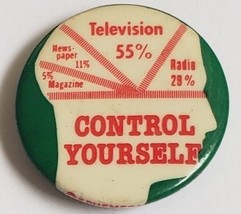 Control Yourself 1-1/4&quot; vintage Pinback  - £3.14 GBP