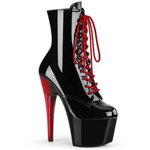 PLEASER  ADO1020/B/B-R Sexy 7&quot; High Heel Black Red Platform Lace Up Ankle Boots - £71.14 GBP
