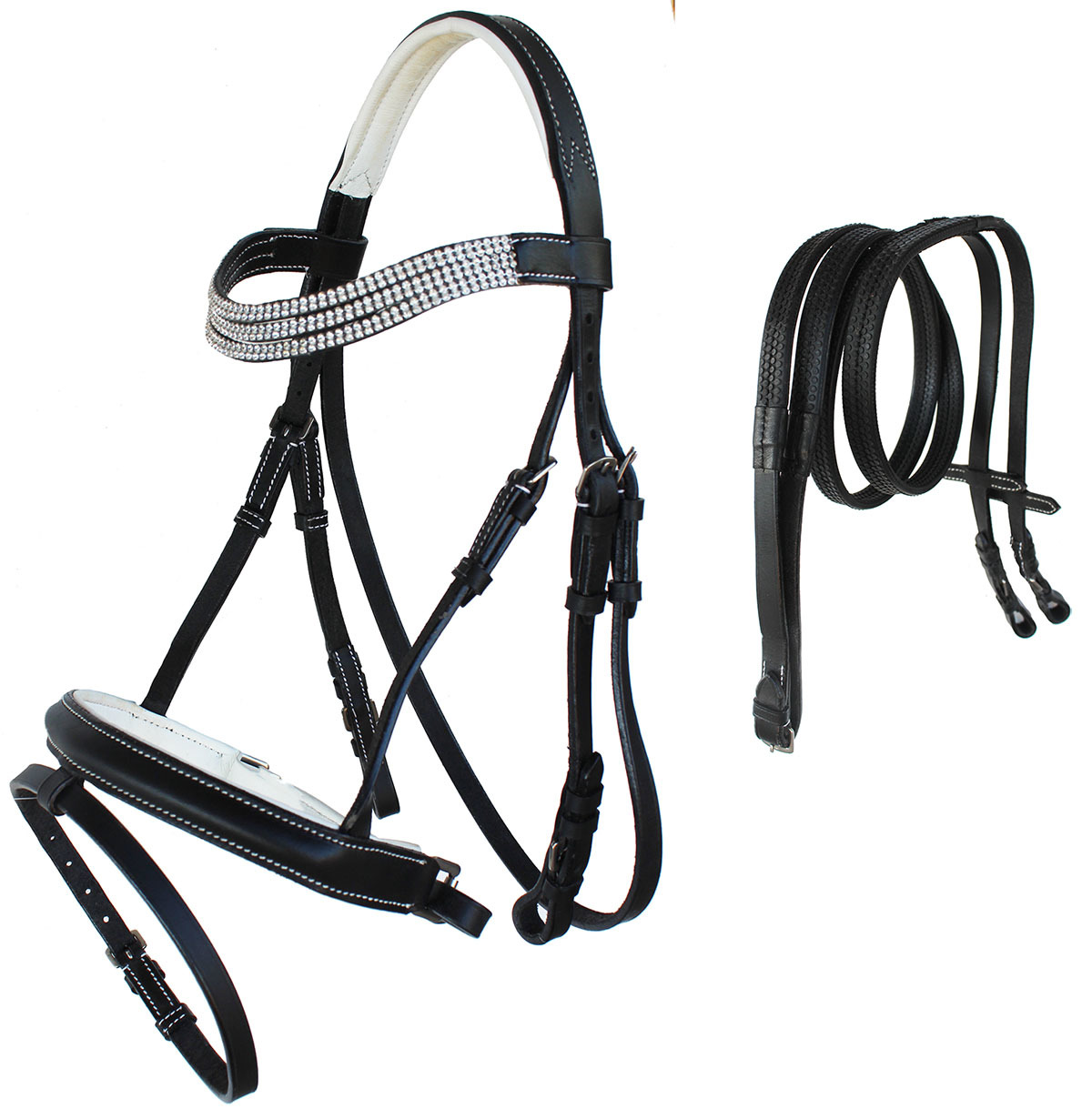English All-Purpose Black Leather English Bridle Reins FULL 803RT01 - $49.99