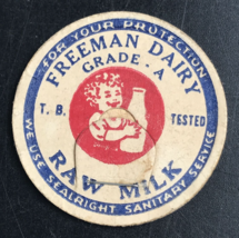 Freeman Dairy Raw Milk Bottle Cap 1 5/8&quot; Baby w/Bottle Maverick KC, MO M... - $17.60