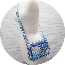 ❤️ VERA BRADLEY Santiago Little Hipster Crossbody Blue Green Gray Floral - £19.97 GBP