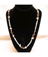Vintage Glass Beads, Rose Quartz, Natural Polished Stone 17&quot; Necklace - €15,24 EUR