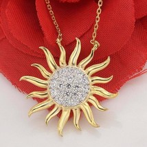 2Ct Rund Künstlicher Diamant Sonne Anhänger Damen 14k Gelbgold Versilbert - £75.79 GBP
