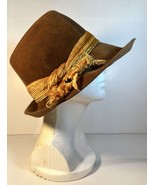 Vintage Jan Leslie Brown Hat Imported Velour Mod Theater Cosplay READ - £88.29 GBP