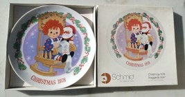 RAGGEDY ANN Christmas 1978 SCHMID Porcelain Collector&#39;s Plate With Box Vintage - £13.08 GBP