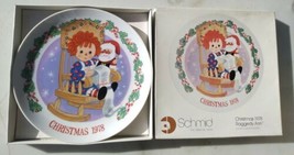 RAGGEDY ANN Christmas 1978 SCHMID Porcelain Collector&#39;s Plate With Box V... - £13.08 GBP