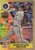 2022 Topps Chrome Christian Yelich Refractor 35th Anniversary MLB Brewers 87BC-6 - £6.16 GBP