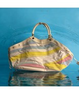 Biotherm Beach Tote Bag, White Yellow Blue Swirls Handles and Lining NWOT - $17.81
