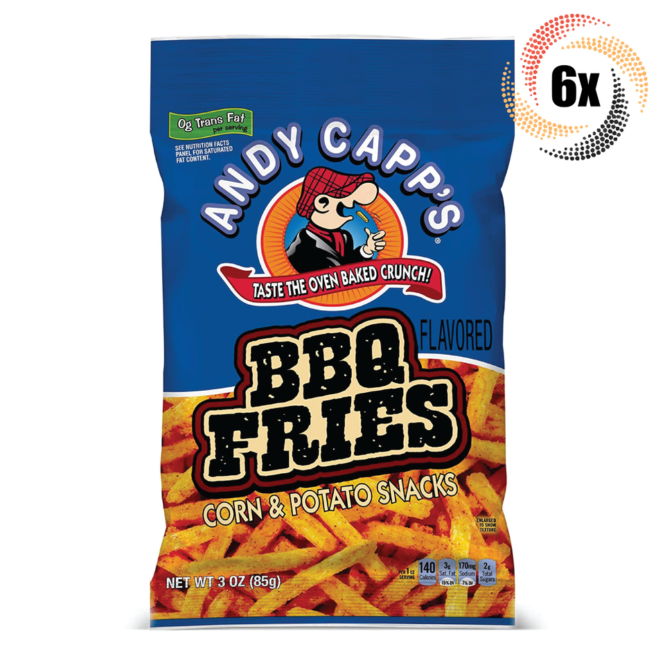 6x Bags Andy Capp&#39;s BBQ Flavored Oven Baked Crunchy Fries Chips 3oz - $21.73