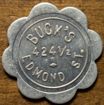 Saint Joseph, Missouri MO Buck&#39;s Billiards 424 Edmond St Good For 5¢ Trade Token - £12.06 GBP