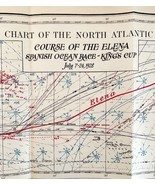 Nautical Map King&#39;s Cup 1928 Course Of The Elena Race To Spain Large Yac... - €59,91 EUR