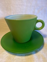 Leonardo Cup and Saucer glass green white changes colour when hot Italy - $29.61