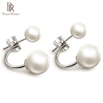 Bague Ringen Elegant Shell Pearl Earrings for Women Silver 925 Jewelry Korean St - £7.15 GBP