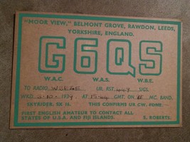 000 Rare G6QS Moor View England radio station advertisement card 1939  QSL - $11.99