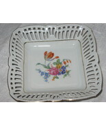 BJL Reticulated Square Porcelain Plate-Gold Trim -Germany US Zone- 1940's - $293.54 MXN